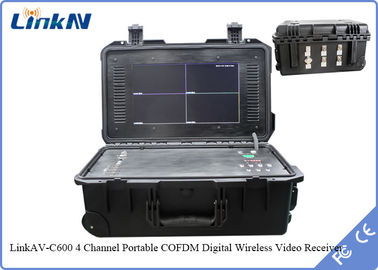 приемник 4-Channel изрезанный IP65 портативный COFDM видео- с шифрованием батареи &amp; дисплея AES256